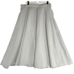 Vintage‎ 80s Style Plus White Midi Skirt Flowy Plus Career Size L/XL